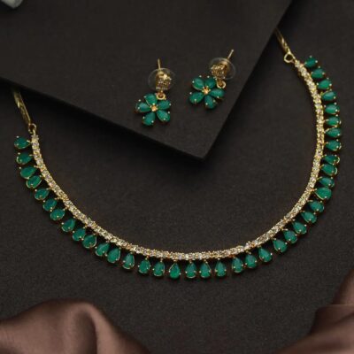 Green American Diamond Neckpiece