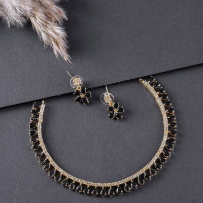 Black American Diamond Neckpiece