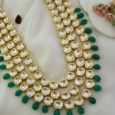 Green Kundan Kashika Embellished Necklace Set