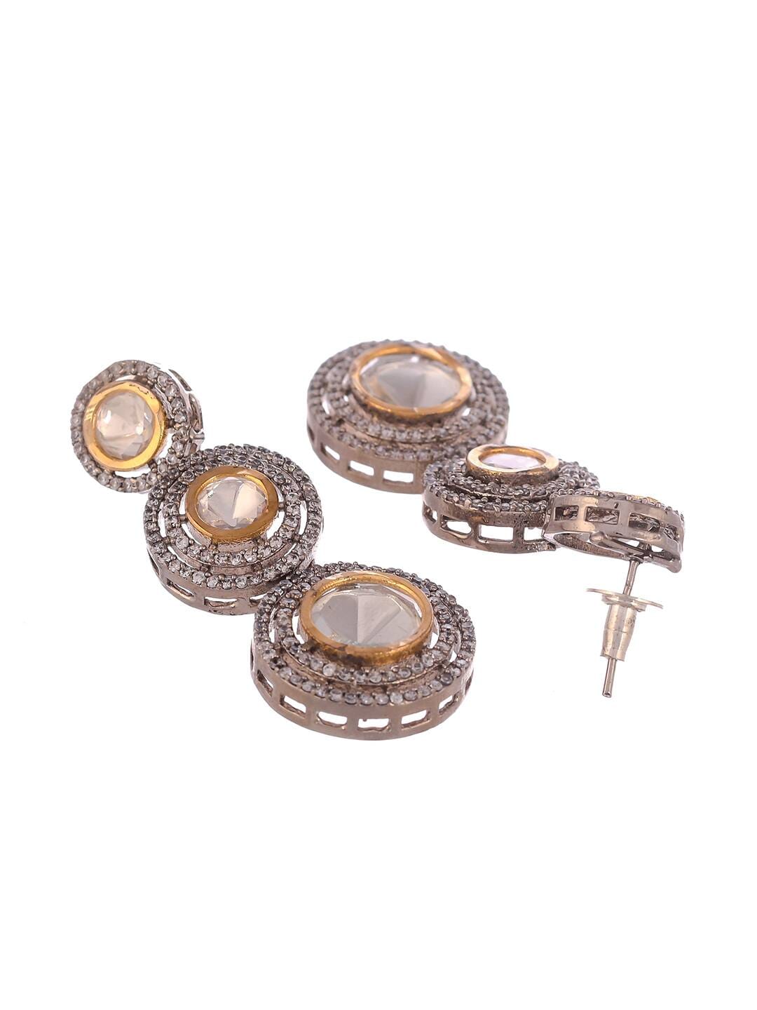 Silver Tone Polki Neckpiece - Image 6