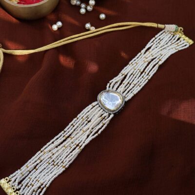 Victorian Uncut Polki Faux Diamond Necklace set