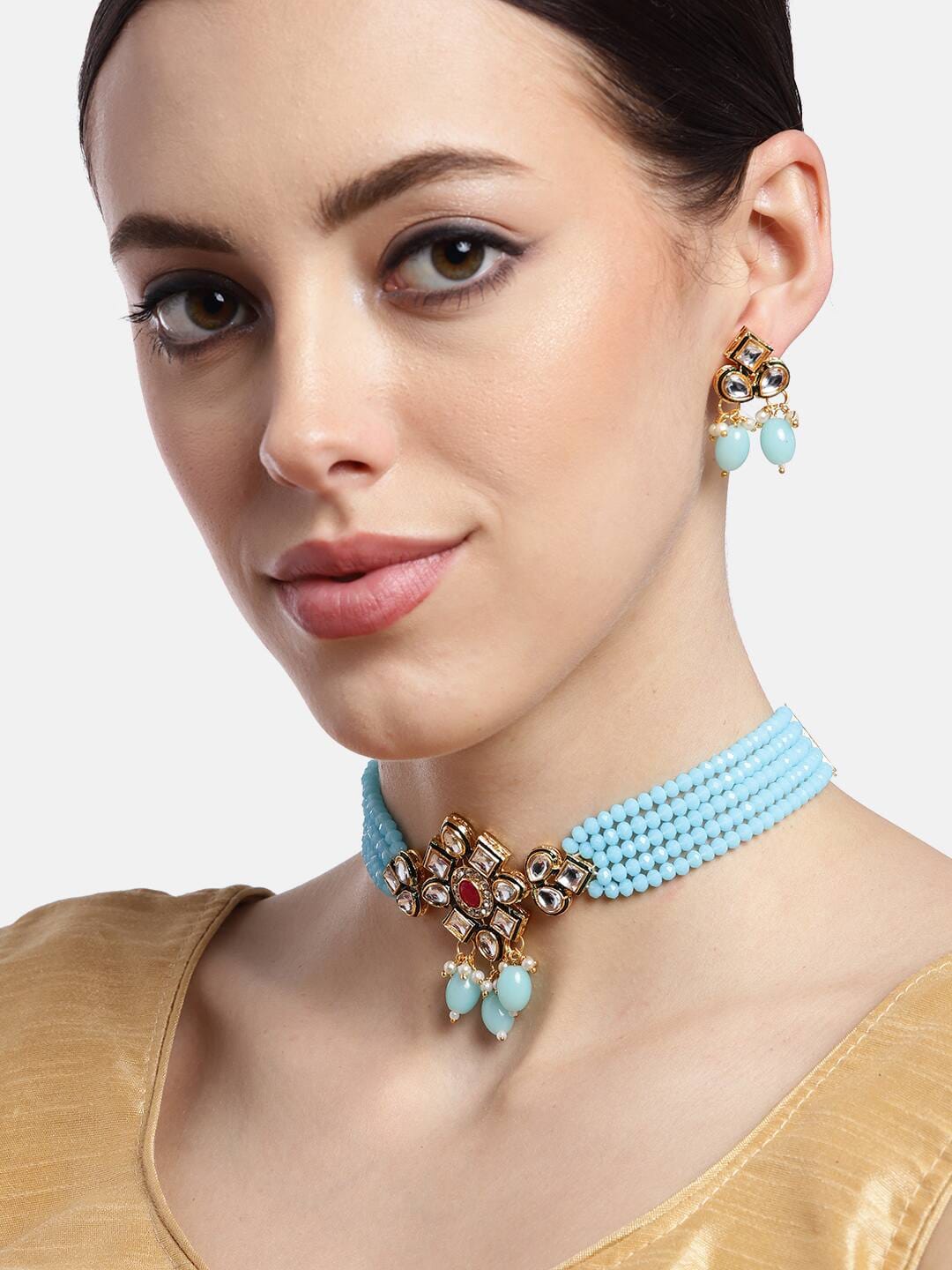 Elegant Kundan Necklace With Earrings