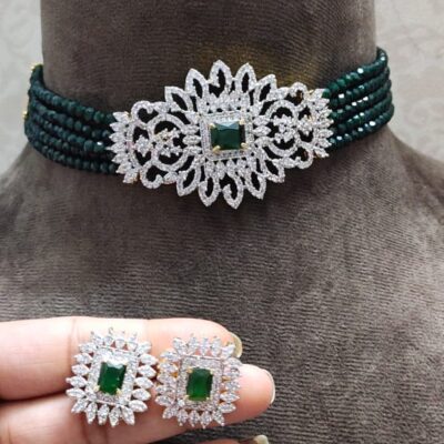 Elegant Ad Necklace With Earrings