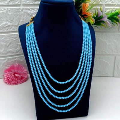 Sky Blue Long Crystal Necklace