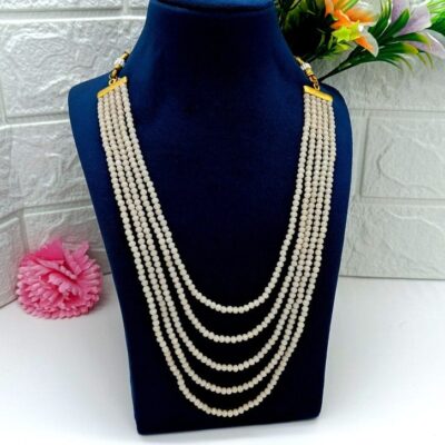 Long Peach Crystal Necklace