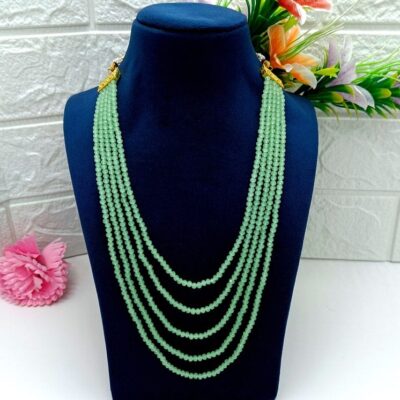 Long Green Crystal Necklace