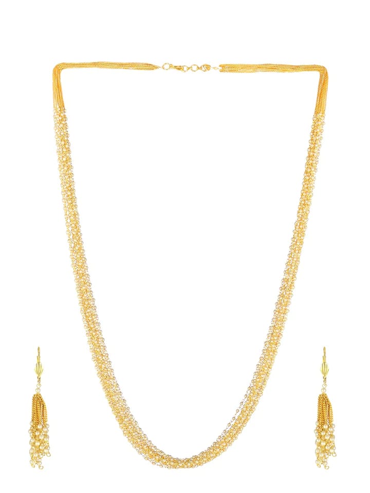 Gold Plated Antique White Pearls Flower Shaped Jewellery Set - Image 3