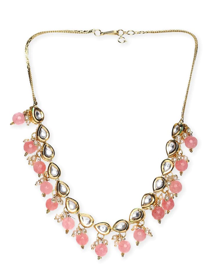 22kt Gold Plated Kundan Necklace Set - Image 3