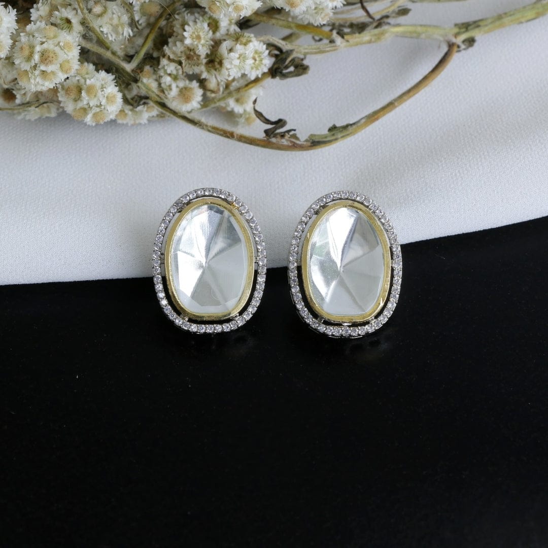 Silver Plated Polki Necklace Set - Image 3