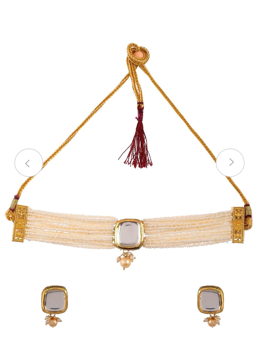 22kt Gold Plated Kundan Necklace Set - Image 3