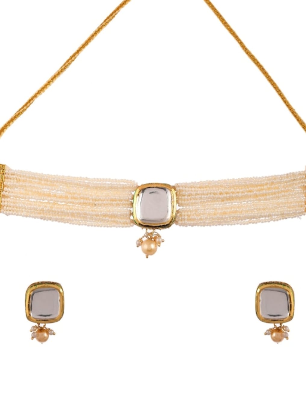 22kt Gold Plated Kundan Necklace Set - Image 4