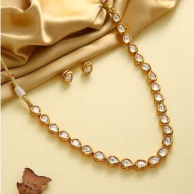Gold Plated Kundan Necklace Set