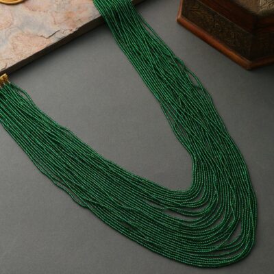 Gold Finish Onyx & Tumble Multi-Layered Necklace