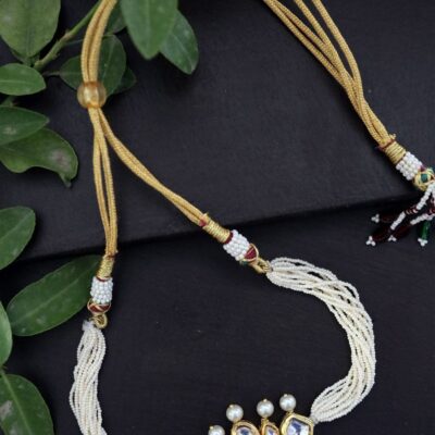 Gold Finish Kundan Polki Choker Necklace Set
