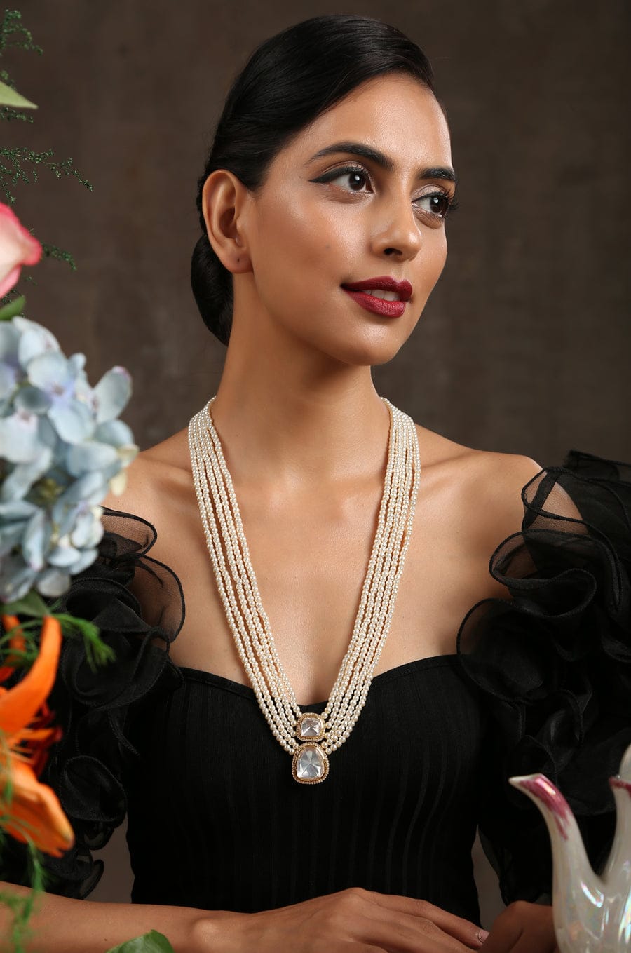 Victorian Uncut Polki Faux Diamond Necklace set - Image 6