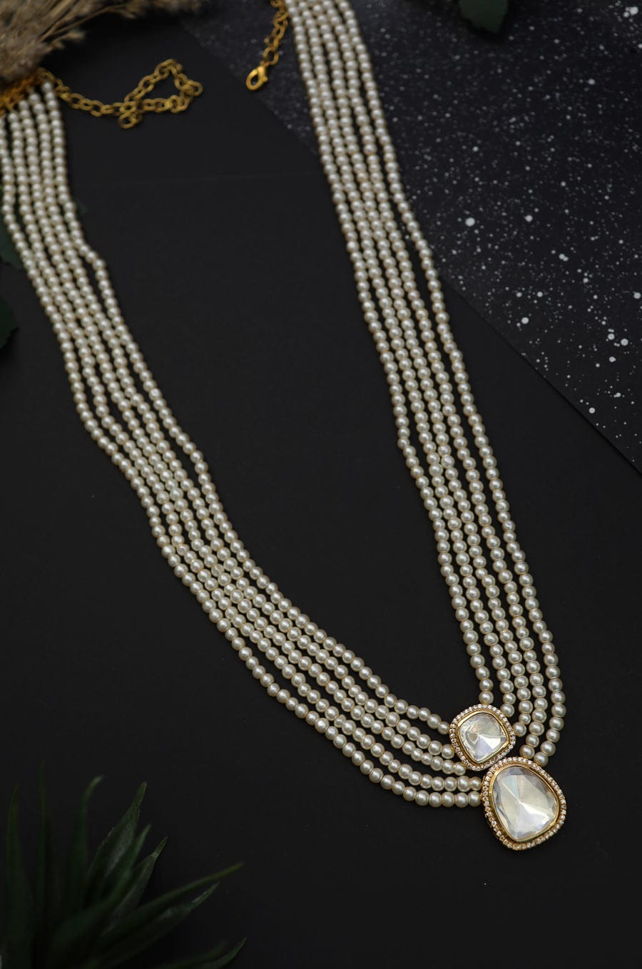 Victorian Uncut Polki Faux Diamond Necklace set