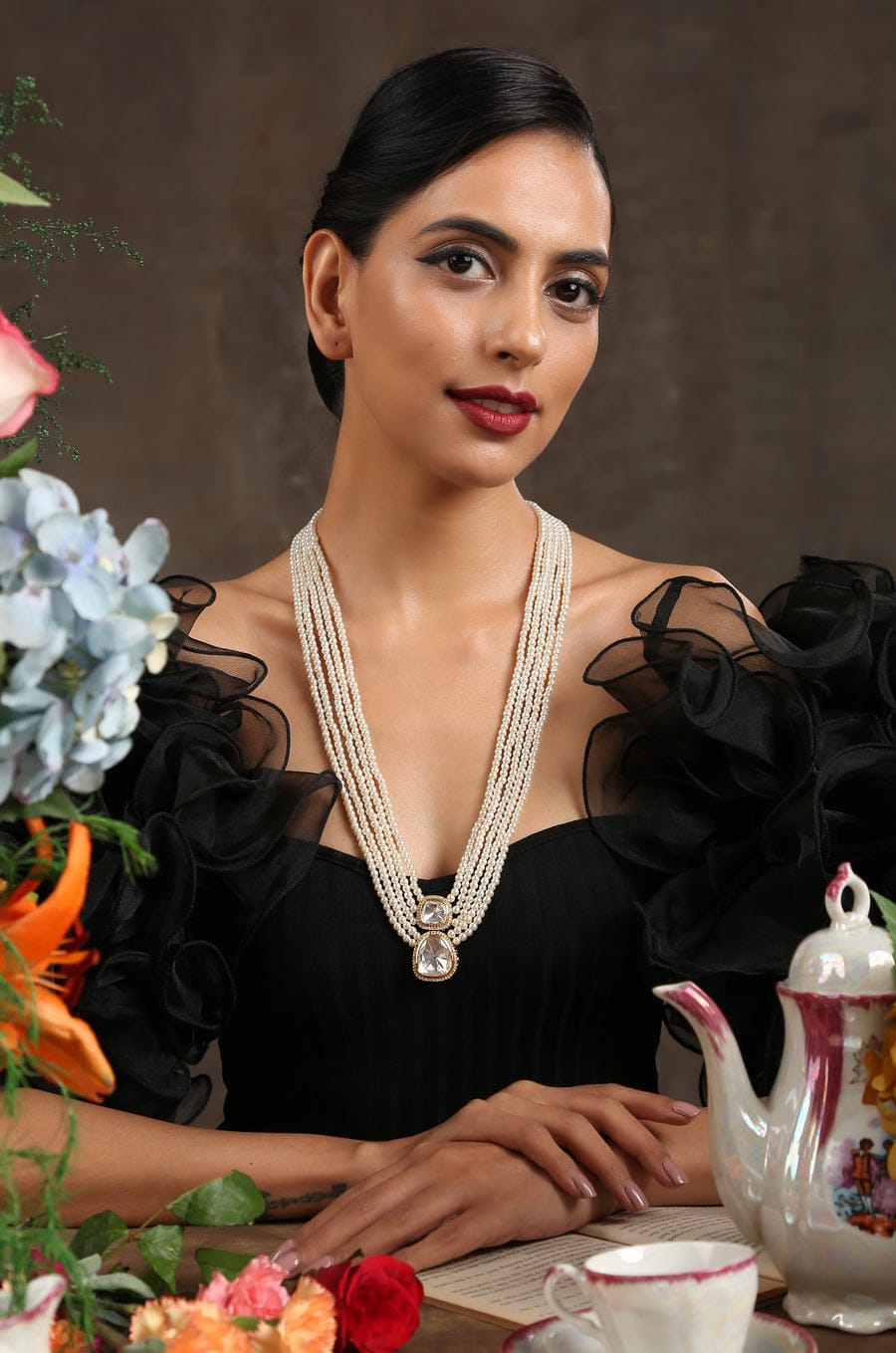 Victorian Uncut Polki Faux Diamond Necklace set - Image 2