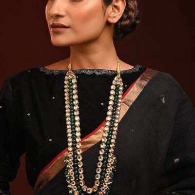 Gold Plated Kundan Adjustable Necklace Set