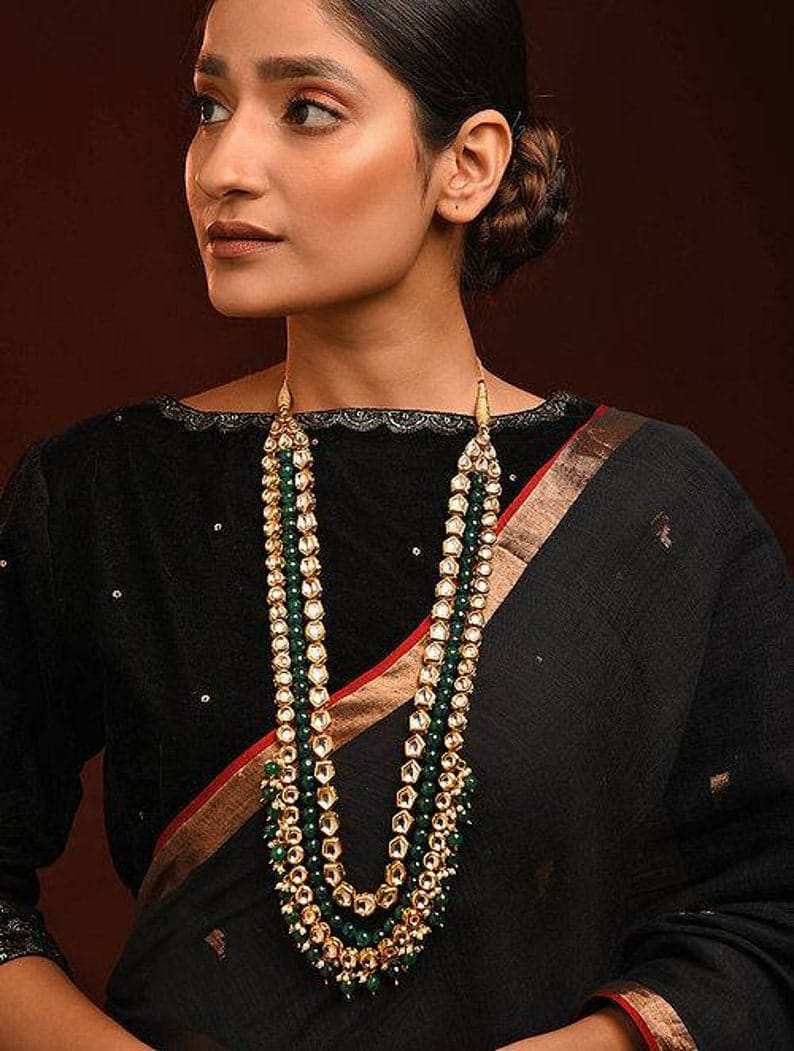 Gold Plated Kundan Adjustable Necklace Set