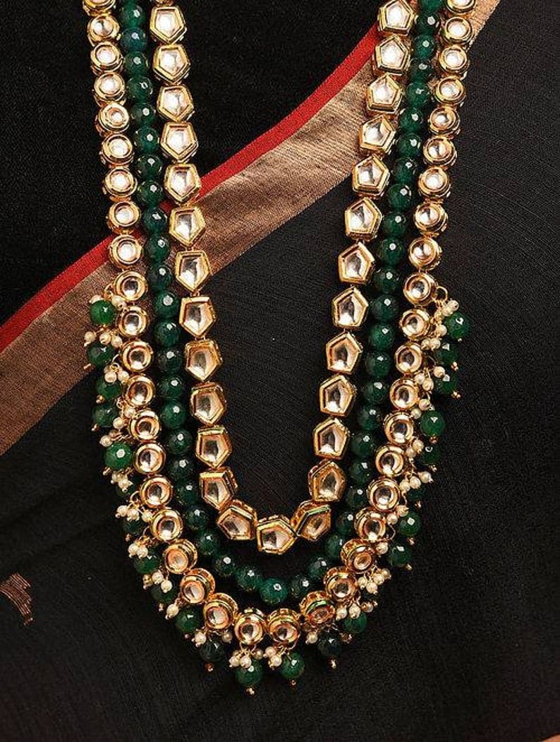 Gold Plated Kundan Adjustable Necklace Set - Image 2