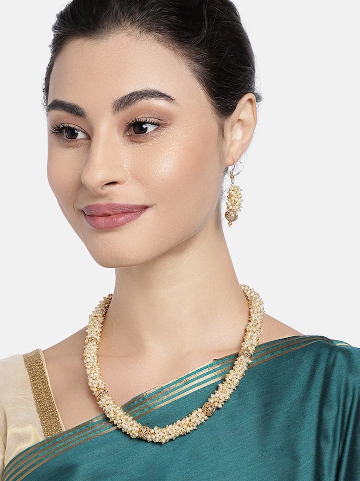 Gold plated Handcrafted pearl long necklace - Image 5