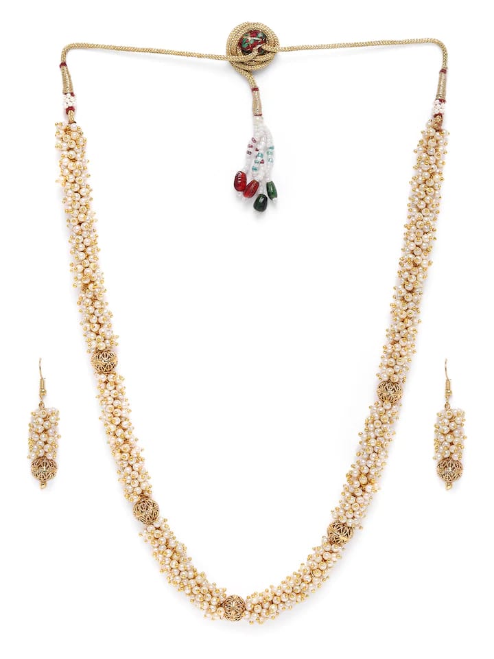 Gold plated Handcrafted pearl long necklace - Image 2