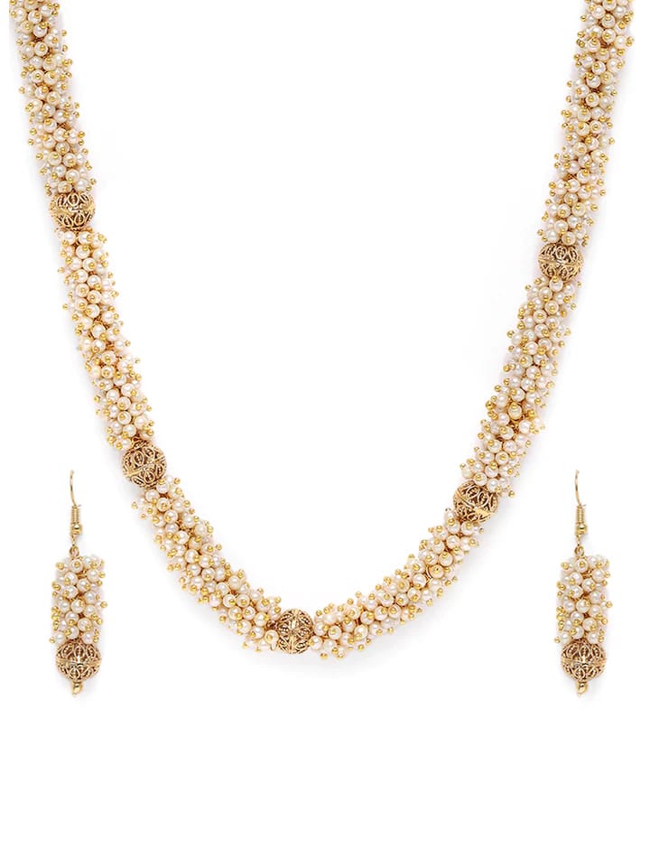 Gold plated Handcrafted pearl long necklace - Image 3