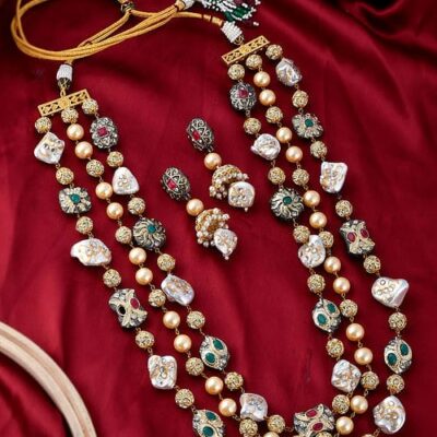 Rani haar mala set long necklace set jadau jarau hyderabadi nizami jewelry