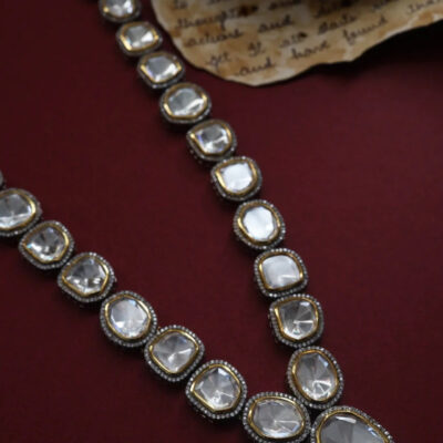 Victorian Uncut Polki Faux Diamond Necklace set