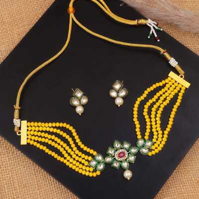 Crystal Beaded Kundan Necklace Set