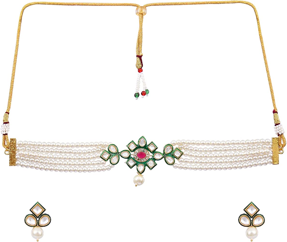 Crystal Beaded Kundan Necklace Set - Image 3