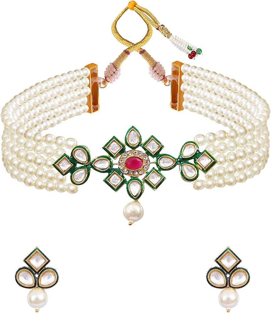 Crystal Beaded Kundan Necklace Set - Image 2
