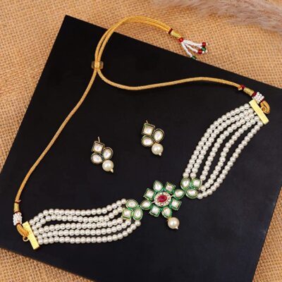 Crystal Beaded Kundan Necklace Set