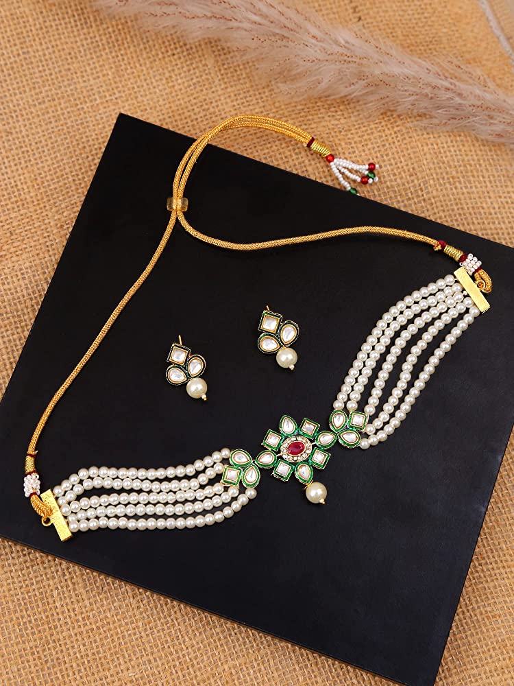 Crystal Beaded Kundan Necklace Set