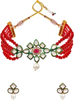 Crystal Beaded Kundan Necklace Set