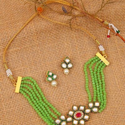 Crystal Beaded Kundan Necklace Set