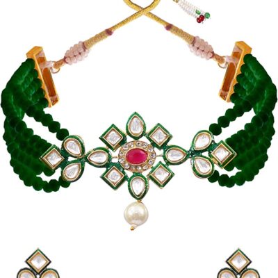 Crystal Beaded Kundan Necklace Set