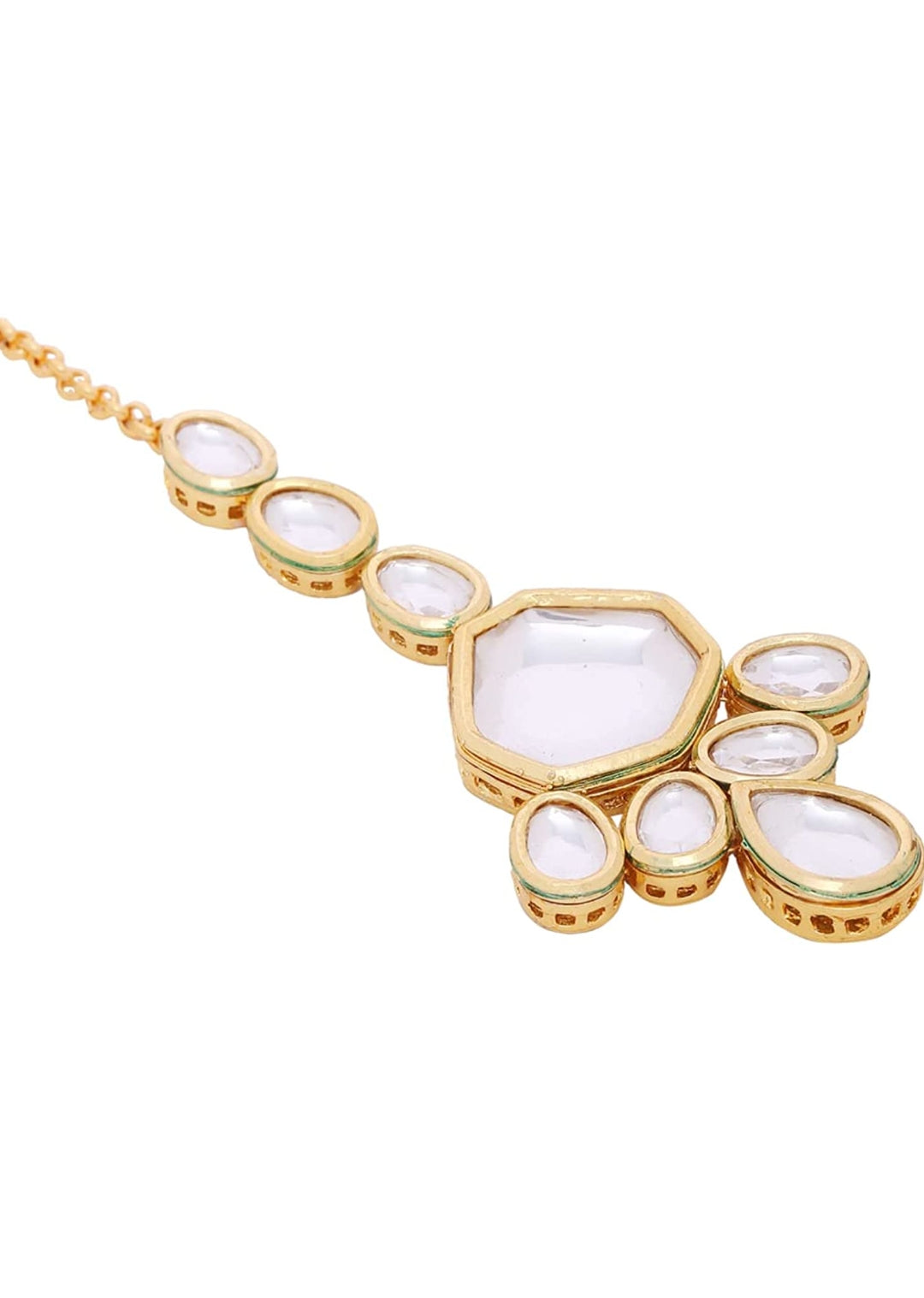 Stunning Kundan Choker Necklace Set With Maang Tikka - Image 6
