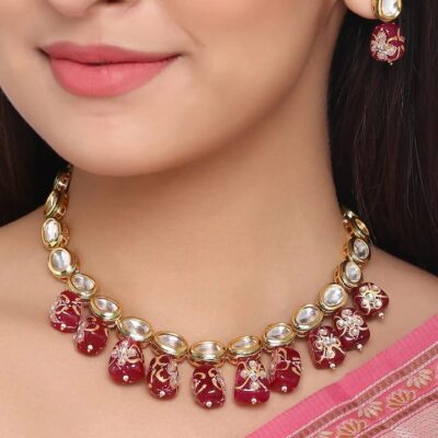 Kundan Choker Necklace Set With Earrings