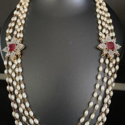 Gold Plated American Diamond Necklace with Earrings