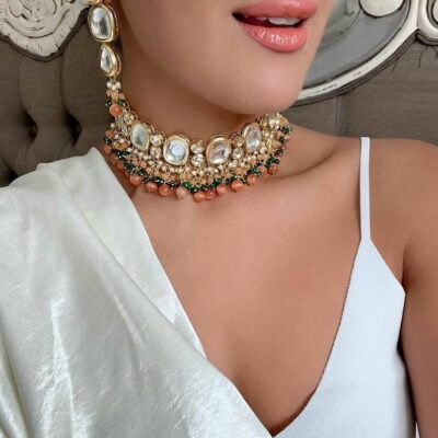 Gold-Plated Kundan-Studded Jewellery Set