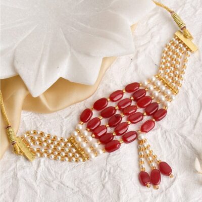 Gold-Toned & Black Red Necklace