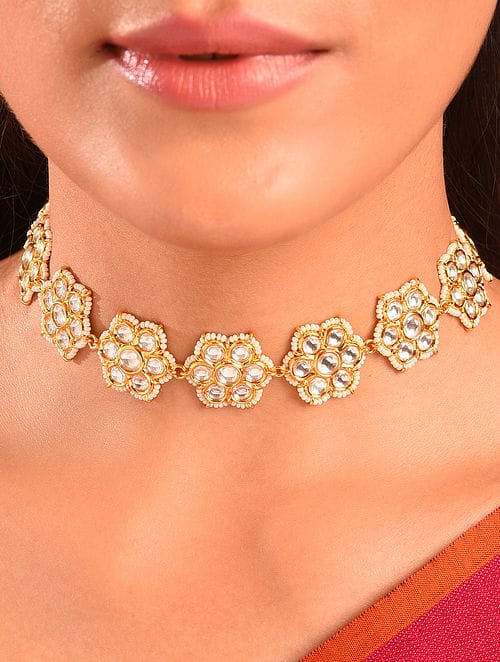 Gold Plated Kundan Beaded Necklace - Image 3