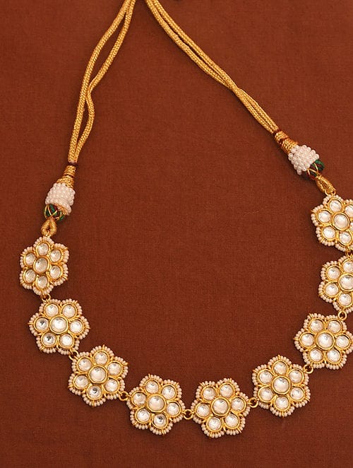 Gold Plated Kundan Beaded Necklace