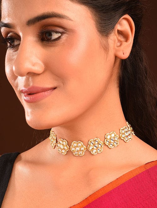 Gold Plated Kundan Beaded Necklace - Image 2