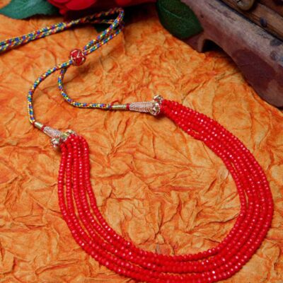 Beaded Layered Necklace Red
