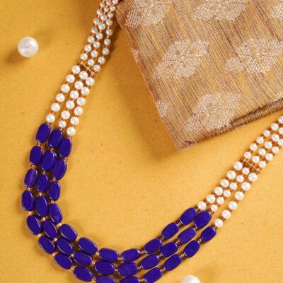 Beaded Layered Necklace Blue