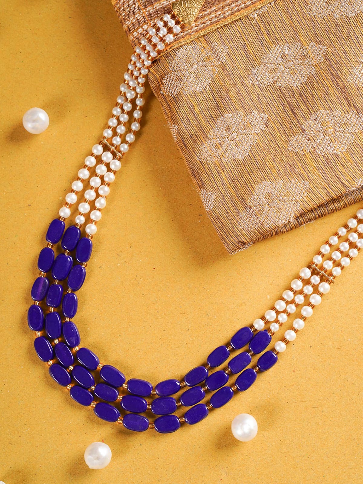 Beaded Layered Necklace Blue