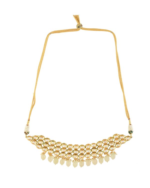 Gold-Plated Kundan-Beaded Necklace & Earrings Set - Image 3