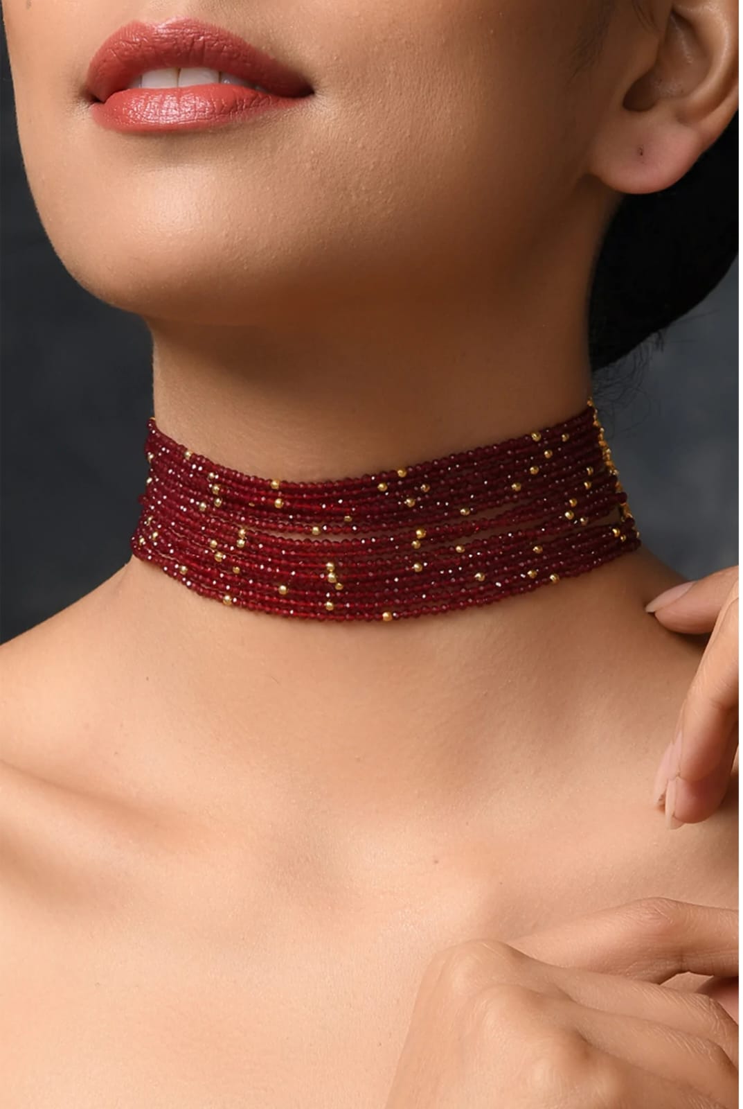 Gold Plated Red Hydro Stones Choker - Image 4